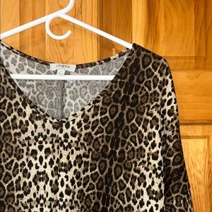 Umgee Animal Print V-Neck Shirt
